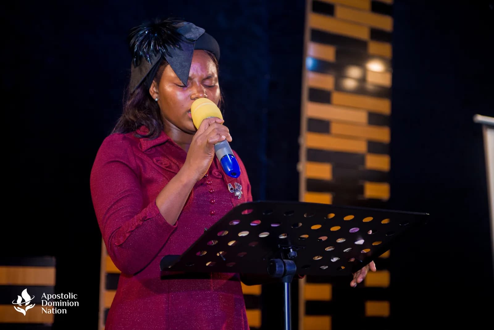 Worship leader singing