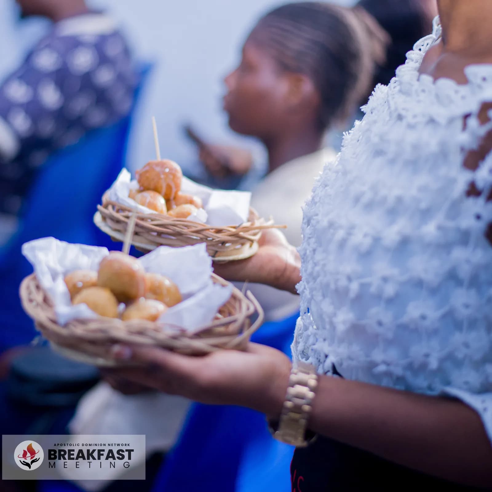 Communion elements being served