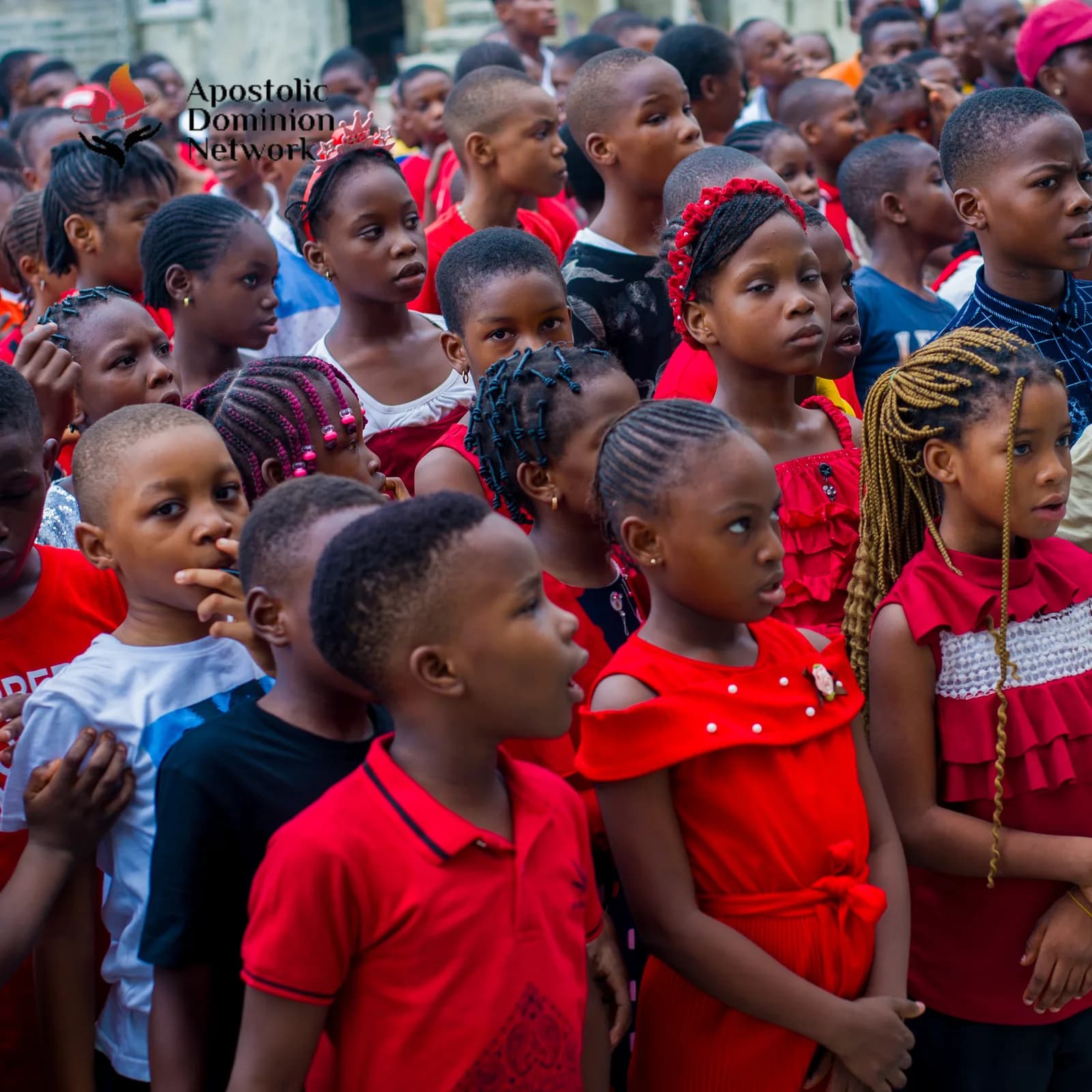 Children gathered outdoors