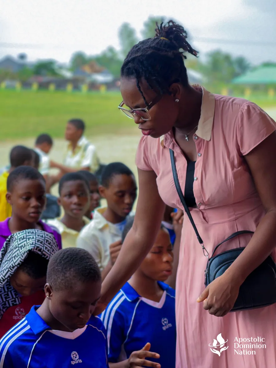 Children and workers at church outreach